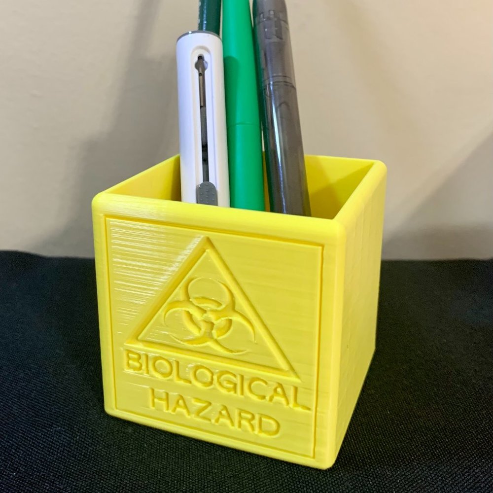 Biological Hazard Yellow Biohazard 3D Printed Pencil Cup Succulent Planter Pot